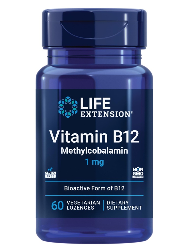 Vitamina B12 Methylcobalamin, Nerve Health Supplement, Sostegno cognitivo, Vitamina energetica, metilcobalamin B12, 1 mg, Rapido dissolvenza, Vegetariano, 60 lozenges