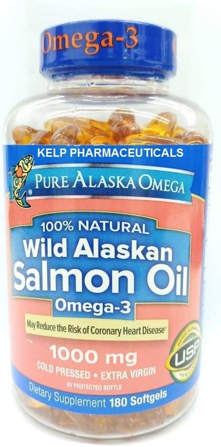 Pure Alaska Omega-3 Wild Alaskan Salmon olio 1000mg Softgels 180-Count