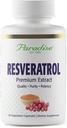 Paradise Herbs Resveratrolo, Antiossidante, Super Potente, Ultra Pure, Vegan, Non OGM, Gluten Free, 60 capsule vegetariane
