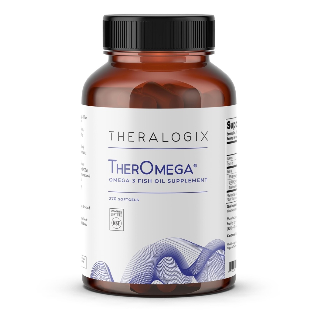 Theralogix TherOmega Omega-3 Fish Oil Supplement - Supporta Cuore, Cervello, Immune & Joint Health* - 700 mg DHA & EPA da Wild Alaska Pollock - Sostenibilmente Sourced - Certificato NSF - 270 Softgels