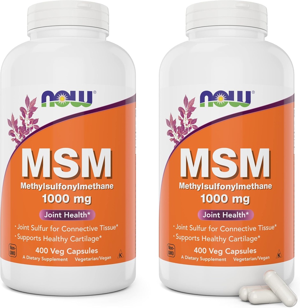 Ora MSM 1000mg, 400 capsule di veg (pacchetto di 2) metil-sulphonyl-Metano, Made in USA, supplemento di zolfo, non OGM, Vegan/Vegetarian Friendly