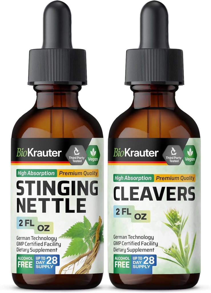 BIO KRAUTER Sting Nettle Tincture 2 Fl. Oz. & Cleavers Tincture 2 Fl Oz.