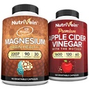 Estratto di Aceto di sidro di mele Premium Nutrivein & Magnesio L-Threonate Bundle: supplemento di Threonate di Magnesio ad alto assorbimento e integratori di Aceto di sidro di mele per cervello, fegato, &amp; benessere generale