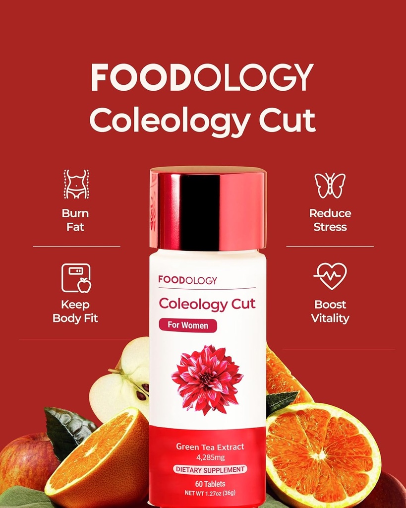 FOODOLOGY Coleology Cut (Pack di 1-60 compresse, 30 giorni) - Estratto di tè verde. Vitamine e minerali.