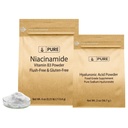 PURE INGREDIENTI ORIGINALI Acido Ialuronico e Bundle Niacinamide, varie dimensioni, senza fluido, polveri fini