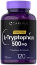 Carlyle L-Tryptophan 500mg | 120 capsule | Aminoacido supplemento | Free Form | Formula Premium | Non-GMO & Gluten Free