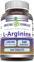 Incredibile Formulas L-Arginina Supplemento | 1000 Mg Per Serving | Compresse | Aminoacido Supplemento per donne & uomini | Non-GMO | Gluten Free | Made in USA (360 Count)