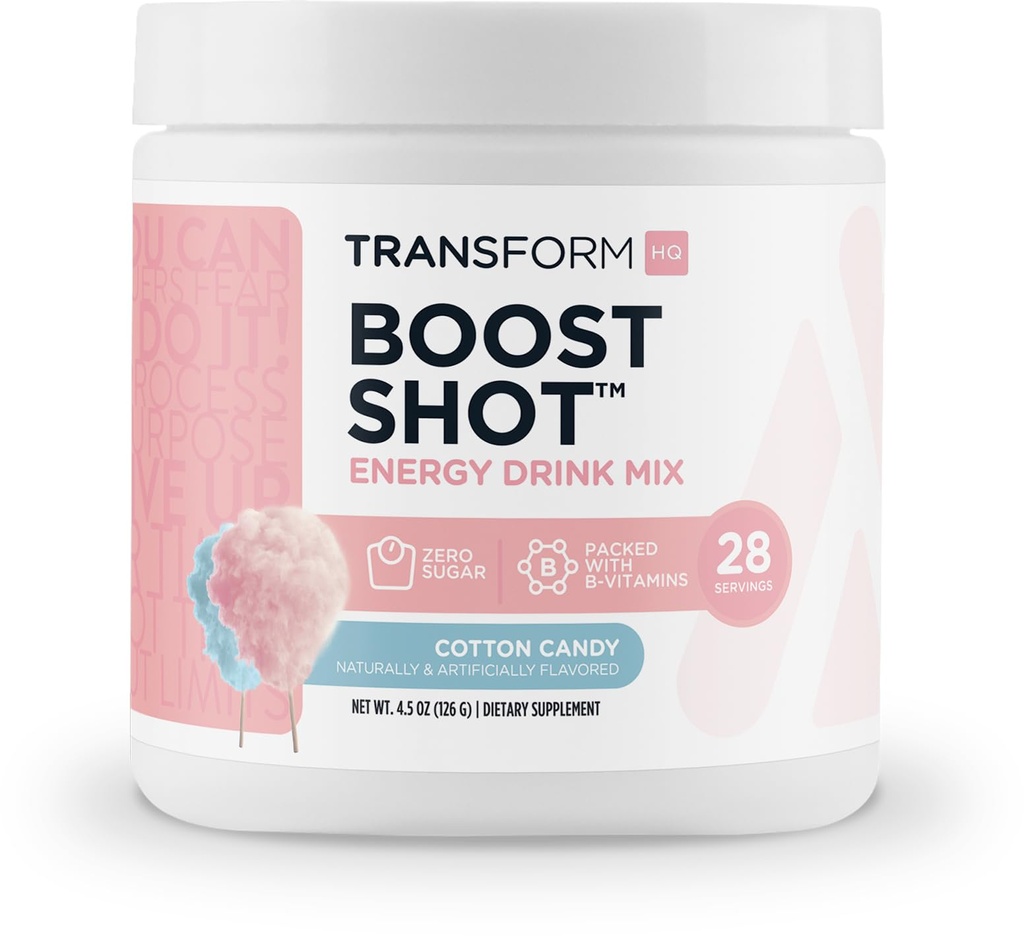 TransformHQ Boost Shot (28 Servings, Cotton Candy) | Energy Without The Crash - Gluten Free, Non-OGM