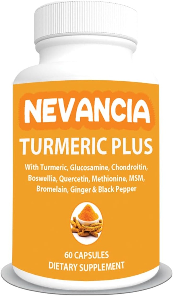 Turmeric Plus - con curcuma, Glucosamina, Condroitina, Boswellia, Metionina, MSM & More – 10 ingredienti che sostengono Joint, Bone, Pelle, Digestione, Cuore e Salute Immune - 60 capsule