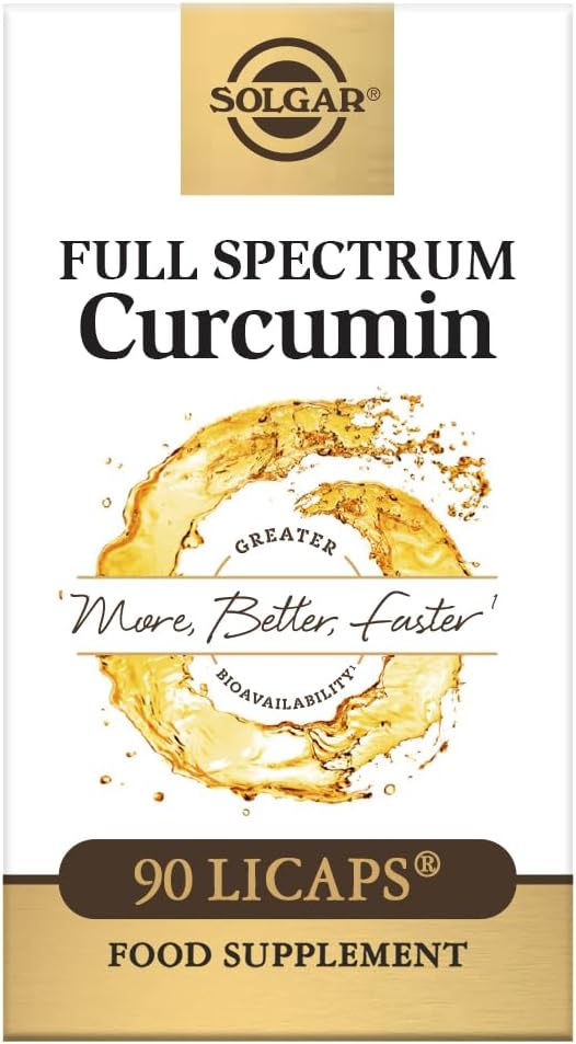 Solgar Full Spectrum Curcumin - 90 LiCaps - Superior Absorption - Cervello, Joint & Immune Health - Non-GMO, Vegan, Gluten Free, Dairy Free - 90 Serve