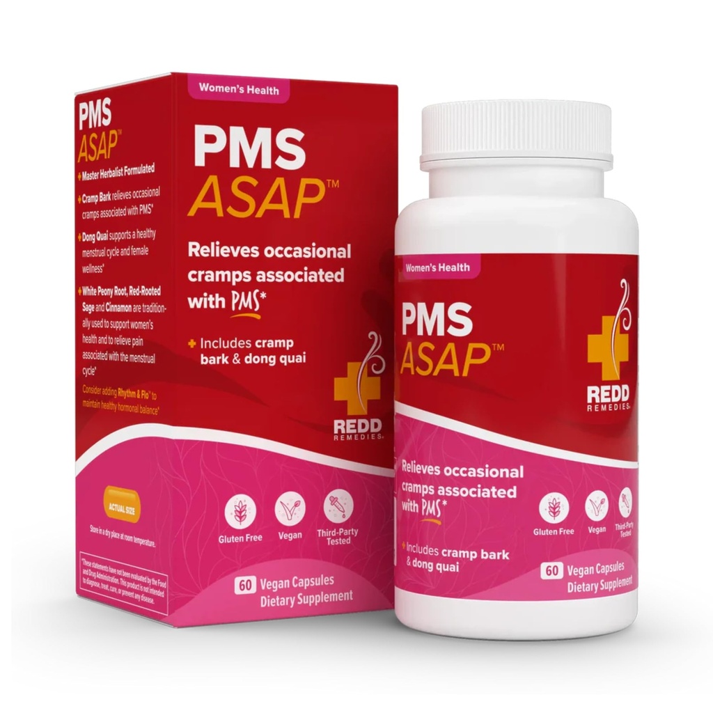 Redd Remedies, PMS ASAP, Include Cramp Bark & Dong Quai, 60 capsule vegane