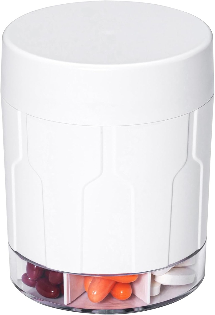 Betife Extra Large Supplement Organizer, Bottiglia dell'Organizzatore del Pillola, Dispenser del Pillola Quotidiano con 7 grandi scomparti, Organizzatore per tenere 7 giorni di Medicina della Vitamina,21 Etichette e una spazzola di pulizia (bianco)