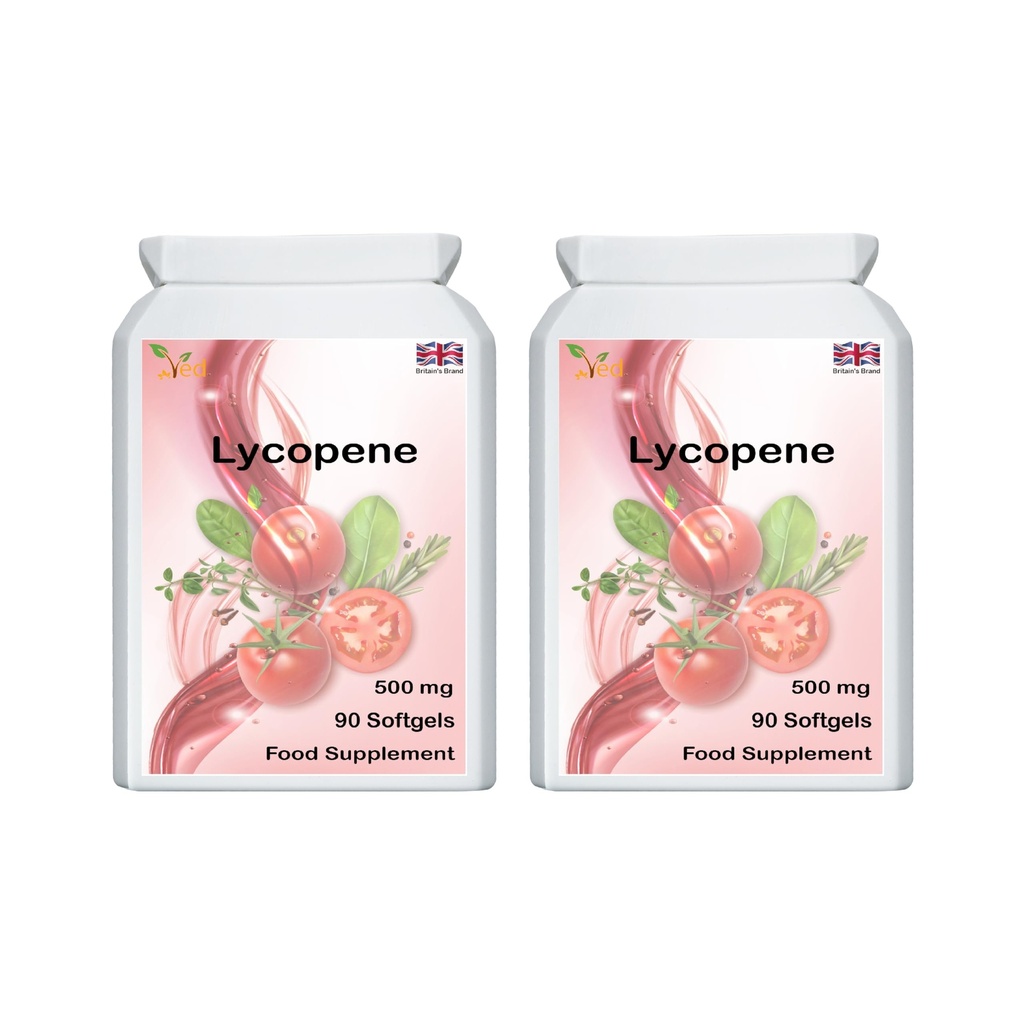 Ved Lycopene 500 mg | 90 softgel, 6 mesi di alimentazione.(Pack of 2)