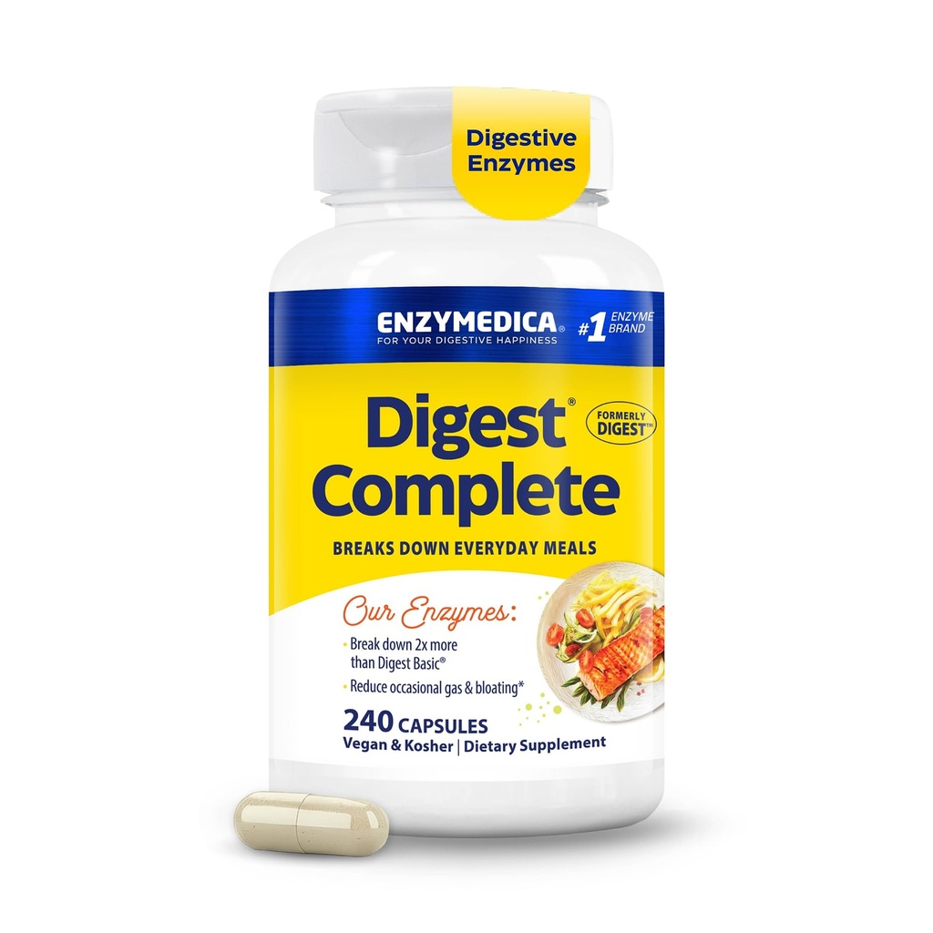 Enzymedica Digest, Full-Range, Everyday Digestive Enzymes, Offre fast-Acting Gas & Bloating Relief, 240 Count