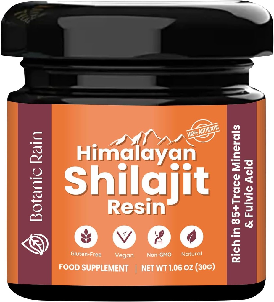 Pure Himalayan Shilajit Resina per gli uomini e le donne, 85+ Trace Minerals, 75%+ Acido Fulvico per l'energia Boost & Immune Support, Himalayan Resina Ayurveda Prodotto - 1.06 oz
