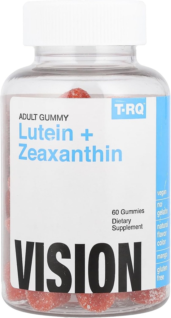 TRQ Lutein + Zeaxanthin Gummy (integratore alimentare), Natural Mango, Redish, 60 Count