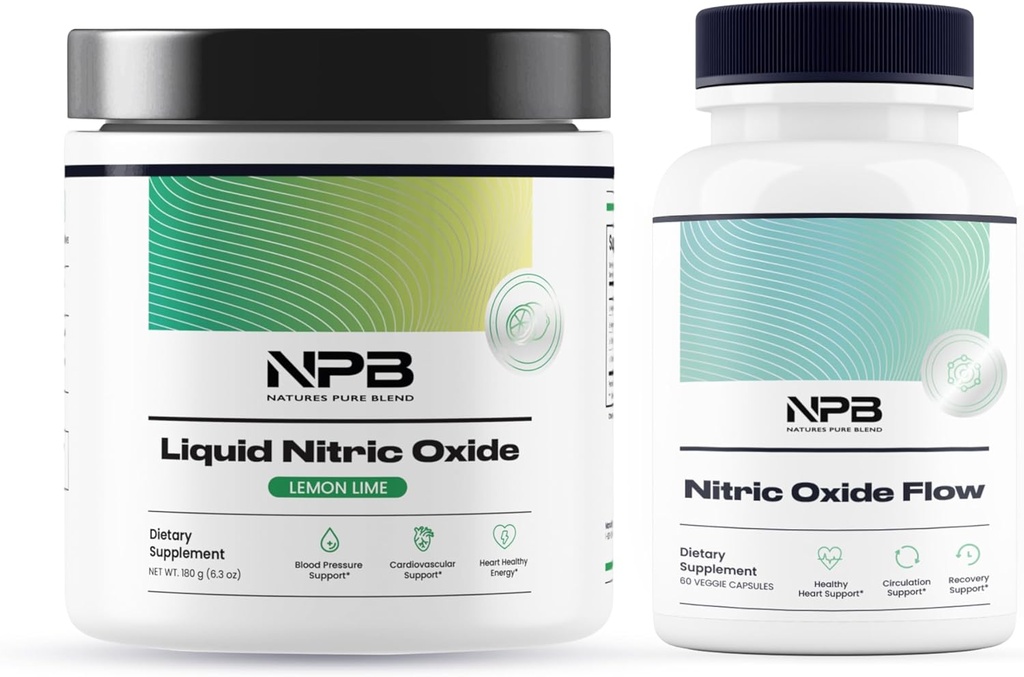 Pure Blend della natura - Nitric Oxide Bundle - Supporto per la pressione sanguigna, Heart Health Energy, N.O Production Boosters