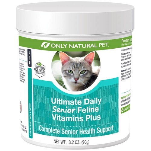 SOLO NATURALE PET Ultimate Daily Senior Feline Multivitamin w/Taurine & L-Lysine – Polvere supplemento nutrizionale per adulti e gatti più vecchi – Immune & Joint Support – Formula completa di vitamina, 3.2oz