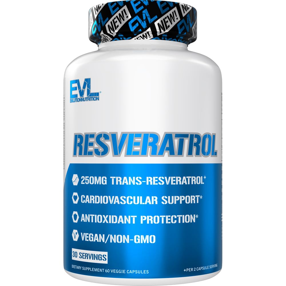 Evlution Anti invecchiamento Trans Resveratrolo supplemento Nutrition Super Antiossidante supplemento con 250 mg Trans-Resveratrolo da Resveratrolo 500mg Japanese Knotweed Extract for Immune and Heart Health