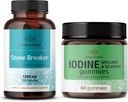 HERBAMAMA Stone Breaker e Iodine Kit - Bundle di 1200 mg Stone Breaker Capsules & Potassium Iodine Gummies - Vegan, Non OGM, Gelatin-Free - 2 Pack