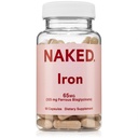 Naked Iron 65mg, 325mg Ferrous Bisglycinate - Supplemento di ferro ad alta potenza per la carenza di ferro, il supporto di energia cellulare, promuove la produzione sana di globuli rossi, non OGM, senza glutine, 60 capsule