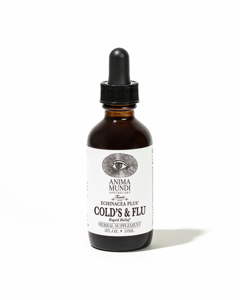 Anima Mundi Apothecary Cold's & Flu Tonic - Supporto Immune Gocce con Echinacea, Aglio, Radice Turco & Zenzero Fresco - Integratore Liquido di Supporto Sistema Immune (2oz / 60ml)