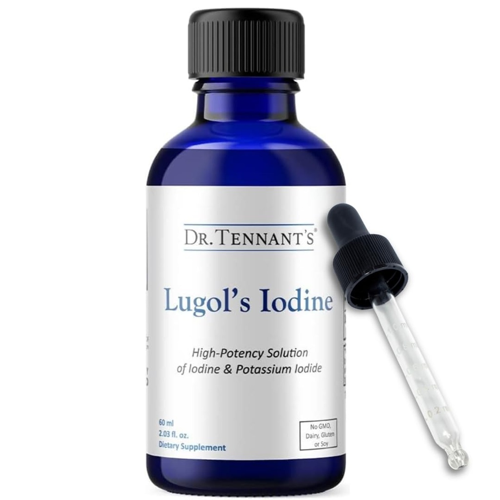 Dr. Tennant's Liquid Iodine Drops 2 Fl Oz | Soluzione di Lugol con Potassium Iodide | Aiuta la funzione tiroide, l'equilibrio ormonale e la salute immunitaria