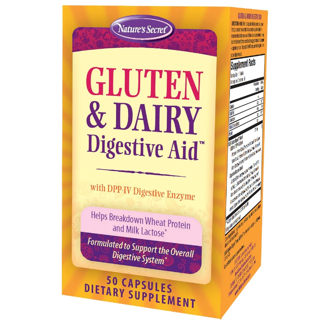Glutine Segreto & Dairy Digestive Aid - 50 Capsules - Aiuta a rompere il grano Proteine & Lattosio Lattesio - 25 Serve