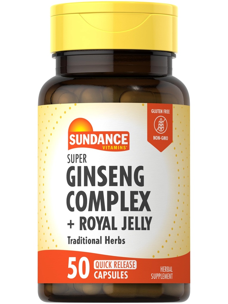 Sundance Super Ginseng Complex | con Royal Jelly | 50 capsule di rilascio rapido | Non OGM e Gluten Free Herb Supplement
