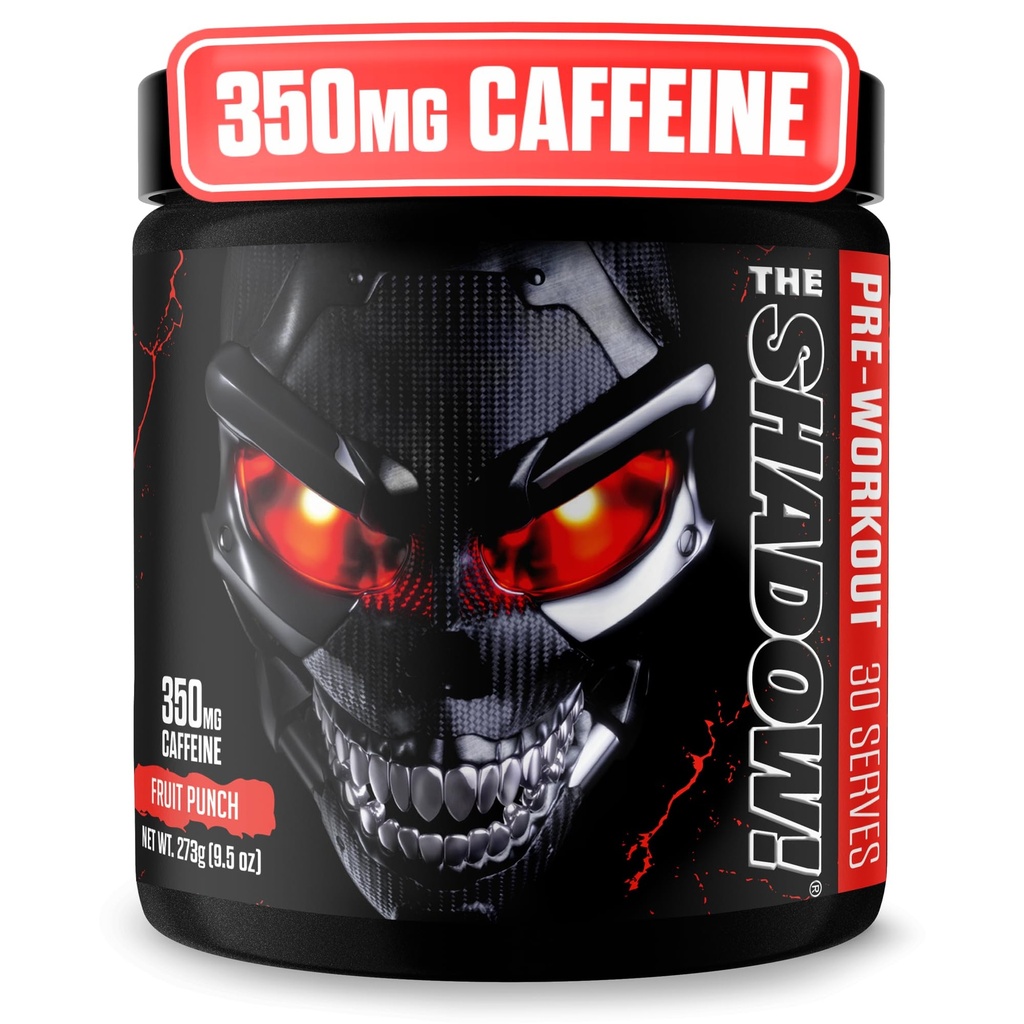 JNX SPORTS The Shadow! 350mg di Caffeine Hard Core Preworkout - Fruit Punch 30 Serve | Energia elettrica, Focus mentale & Superhuman Strength for Men & Women