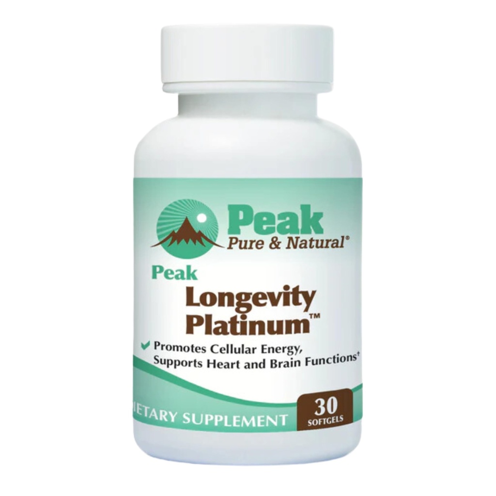 Peak Longevity Platinum PQQ Supplemento con Coenzyme Q10 - Quinone Pyrroloquinoline con Ubiquinol CoQ10 e Shilajit - Integratore mitocondriale per l'energia naturale e l'invecchiamento sano (30 Softgels)