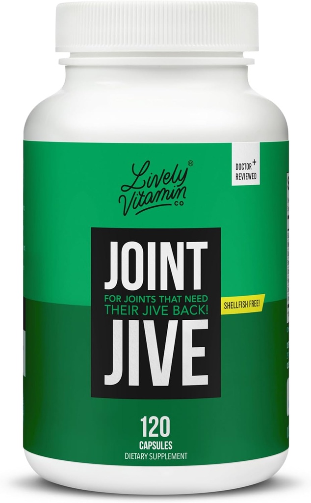 LIVELY VITAMINA CO. Joint Jive - Giunti lubrificanti (Knee, Ankle, Neck, Shoulder, Back) - Collagen - Glucosamine - MSM - Quercetin - Chondroitin - Devils Claw - Shellfish-Free Formula - 120 Count