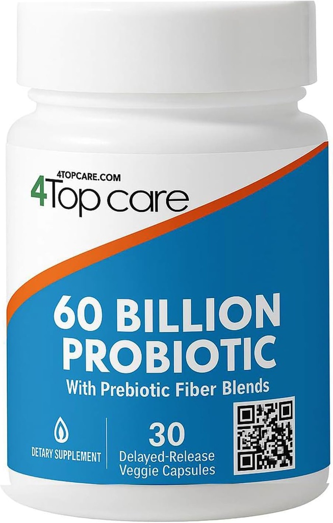 Probiotici 60 miliardi di CFU - 10 Strains + Prebiotici Organici - Immune, Digestivo & Salute Gut - Supporta costipazione occasionale, Diarrea, Gas & Bloating - per le donne & uomini (30 Conte)