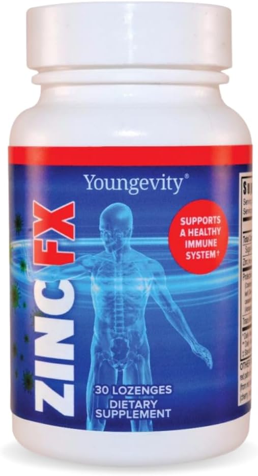 Youngevity Zinc Fx - Zinc + Trace Minerals + Elderberry + Astragalus - Supporto Immune Chewable - Altamente assorbibile - Delicious - 30 Lozenges (Pack of 4)
