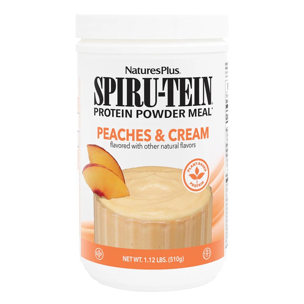 NaturesPlus SPIRU-TEIN Shake - Pesche & Cream Flavor - 1.1 lbs, Spirulina Protein Powder - Sostituzione a base vegetale, Vitamine & Minerali Per Energia - Vegetariano, Senza Glutine - 15 Serve