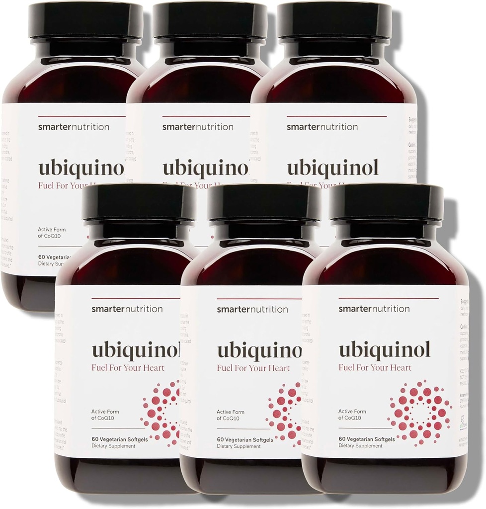 SMARTERNUTRITION Ubiquinol 100mg + Natural Plant-Based Complete Omega 3 6 9 - Clinically Studied Ahiflower® Oil - Ultra Absorption CoQ10 per il supporto cardiaco - Non-GMO - 360 Softgels[180-Day Supply]