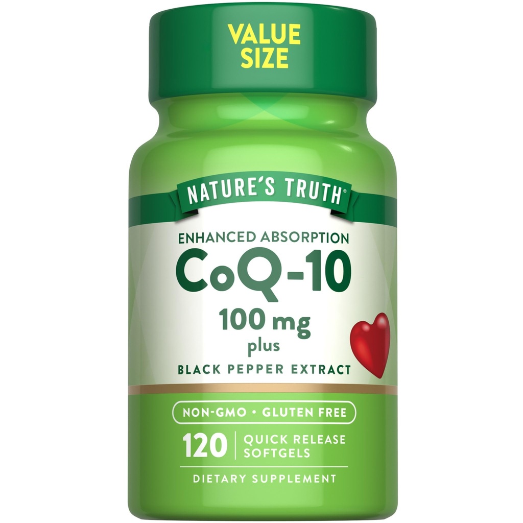 Verità naturale CoQ10 100mg | 120 Softgels | Alto assorbimento | Non-GMO & Gluten Free Coenzyme Supplement | con Estratto di pepe nero