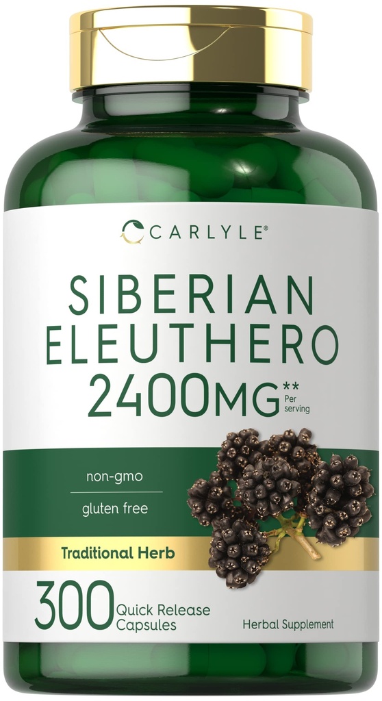 Carlyle Siberian Eleuthero | 2400mg | 300 capsule | Non OGM e Gluten Formula gratuita | Ginseng siberiano | Integratore di erbe tradizionale