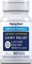 Piping Rock Dairy Relief Pills 8000 FCC | Compresse di azione rapida | 60 Count | Lactase Enzyme Supplement | Formula Premium | Vegetariano, Non OGM, Gluten Free
