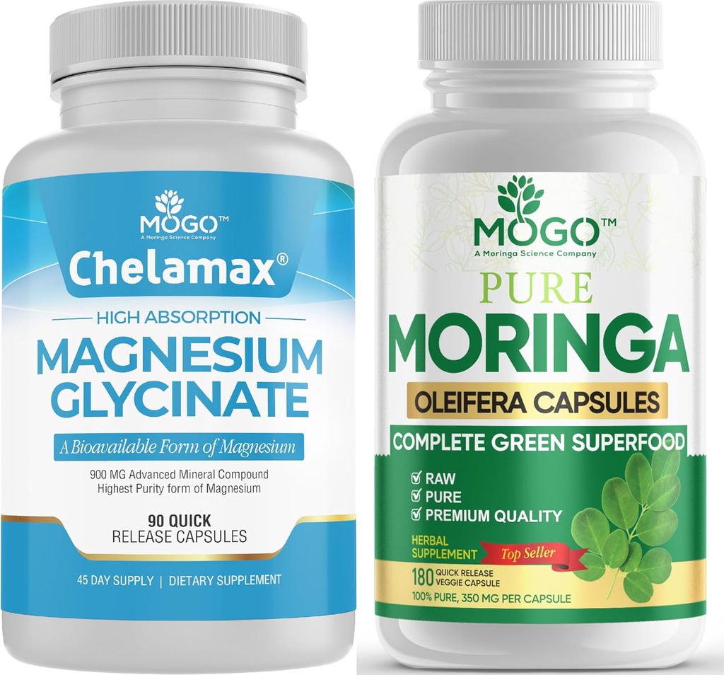 MOGO Magnesio puro Glycinate e Estratto di caffè verde - Superfood + Migliore minerale