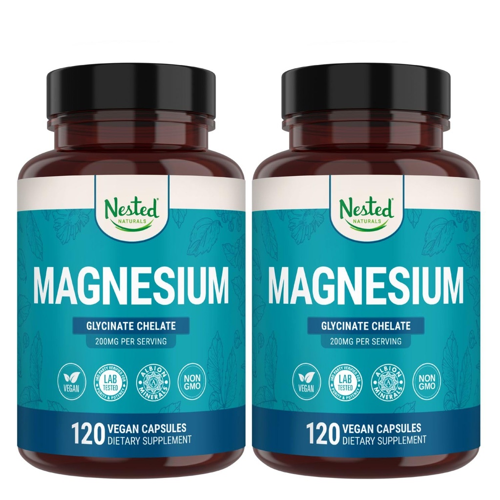 Chelato di glicinato di magnesio naturale - 200 mg di Magnesio Chelato Supplemento di magnesio per Crampi muscolari, Rilassamento, & Sleep Support - 100% Albion TRACCS Magnesio tamponato Glycinate - 240 capsule vegane