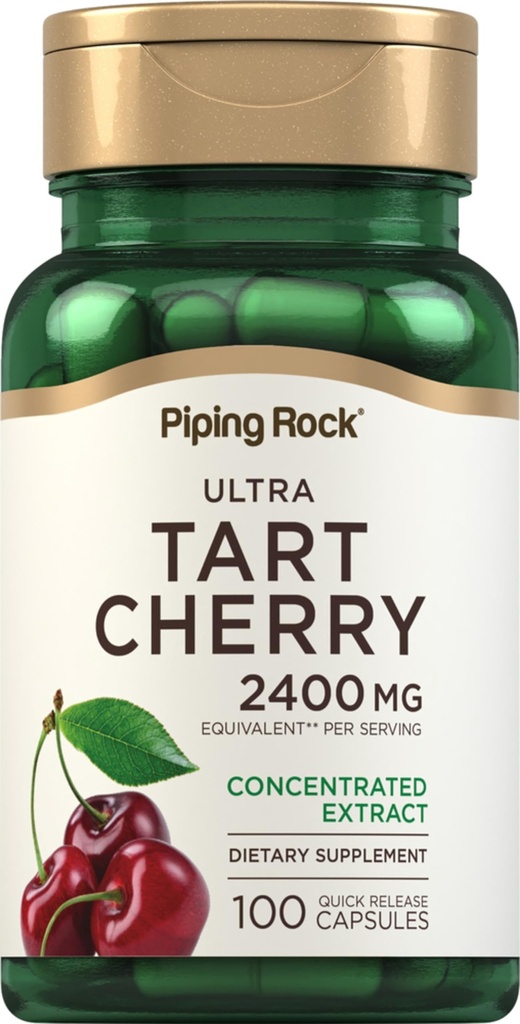 Piping Rock Tart Cherry Extract Capsule 2400 mg | 100 pillole | Estratto di succo concentrato | Non OGM, Integratore senza glutine