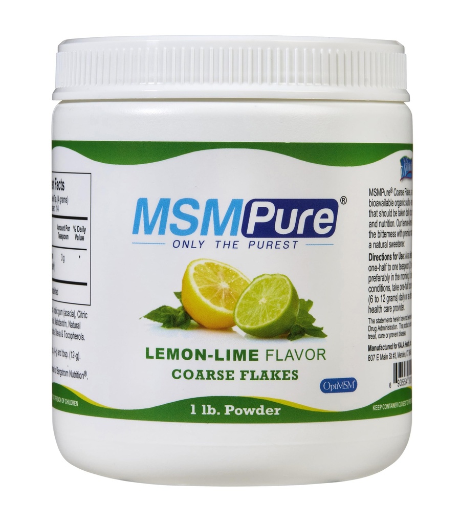 KALA HEALTH MSMPure Lime limone aromatizzato Coarse MSM Powder Flakes – MSM USA-Made per la salute comune, l'aspetto della pelle e il supporto per capelli e unghie – 1 lb, zolfo organico