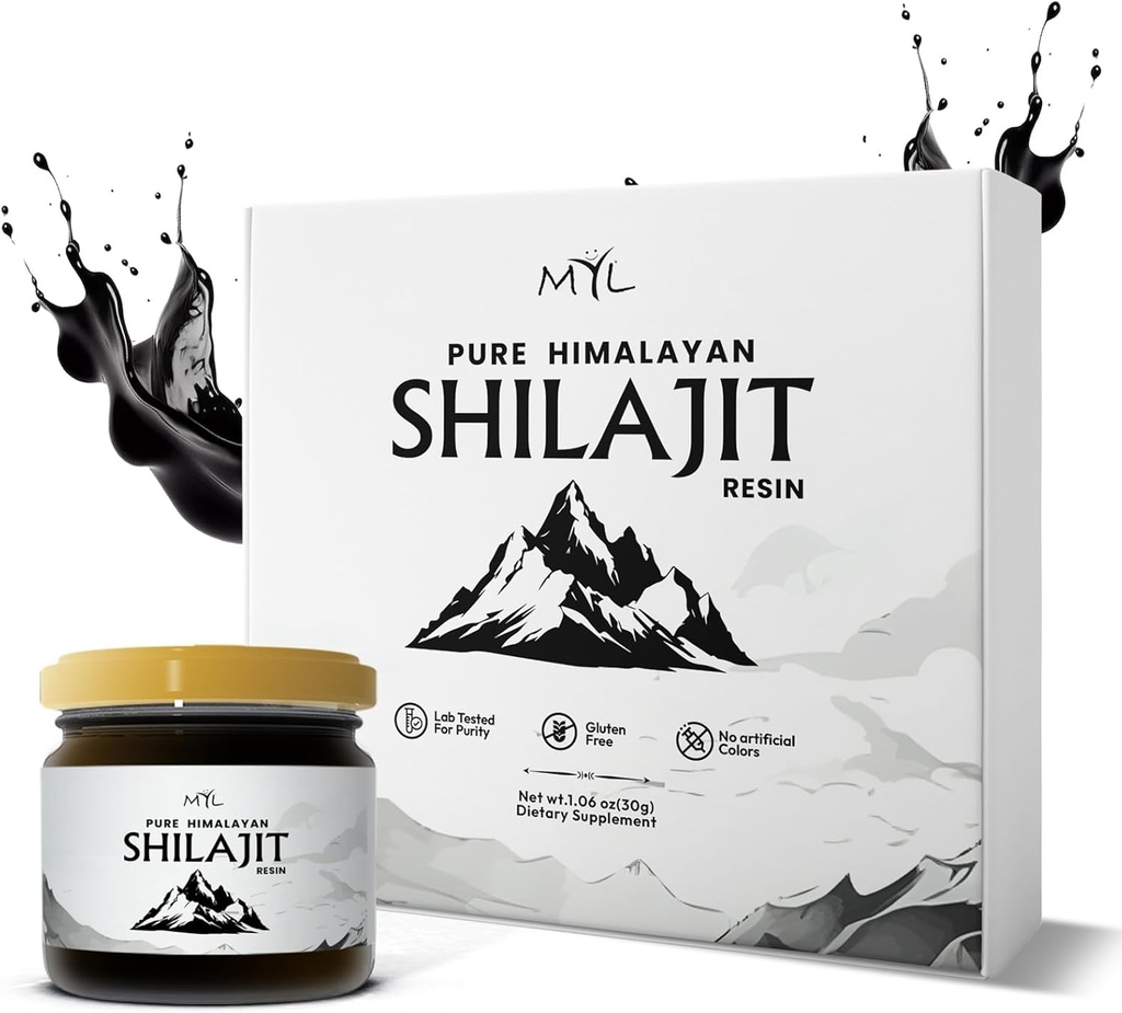 Shilajit Pure Himalayan Organic Shilajit Resina, Grado d'oro per uomini e donne, Supporta la produzione di energia e vitalità con 85+ Trace Minerals & Fulvic Acid, 75 Servings, 2.5 Mesi di alimentazione.