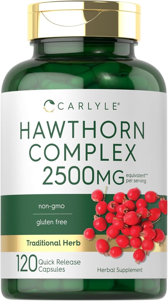 Carlyle Hawthorn Berry Complex 2500mg capsule | 120 Count | Estratto di polvere | per gli uomini e le donne | Non-GMO & Gluten Supplemento gratuito