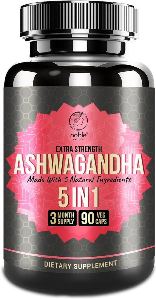 Integratore Ashwagandha con Turmeric, Rhodiola Rosea, radice di zenzero e estratto di pepe nero - 90 capsule di veg