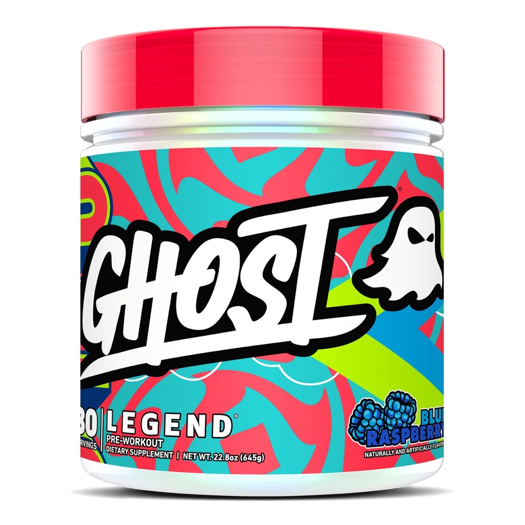 GHOST Legend Pre-Workout Powder, Blue Raspberry - 30 Serve – Pre-allenamento per gli uomini e le donne con Choline, L-Citrulline, & Beta Alanine per l'energia & Focus