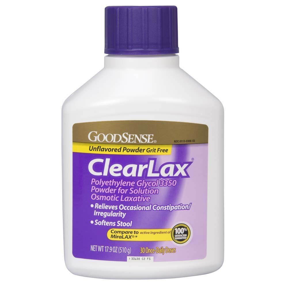 GoodSense ClearLax, Polietilene Glycol 3350 Polvere per soluzione, Lassativo osmotico, 17.9 Ounce
