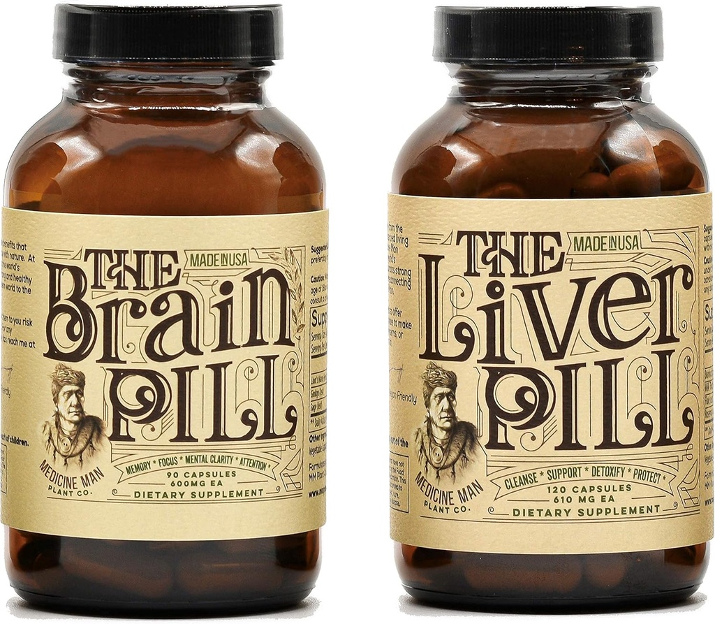 Medicine Man Plant Co. - The Warrior Bundle - Pillole di fegato e cervello - Alimentazione di 30 giorni