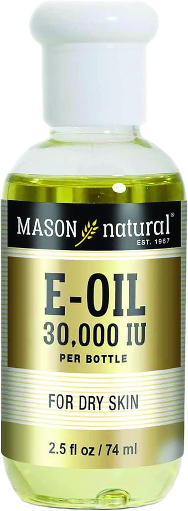 MASON NATURAL Vitamina E olio, 30000 iu, adatto per i vegetariani, uso Topically per aiutare idratare Dull, pelle secca o prendere come integratore alimentare per gli antiossidanti e benefici antiinvecchiamento, 2.5 Fl Oz